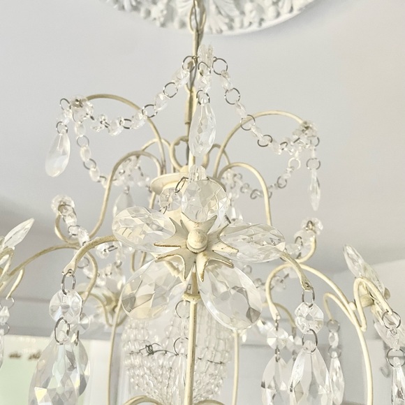 Pottery Barn small chandelier flowers crystals floral ornate hardwi… - Picture 7 of 14